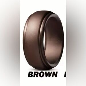 🩷 FREE WITH ANY PURCHASE Men's Silicone Brown Colored Wedding Band Ring Sz 9